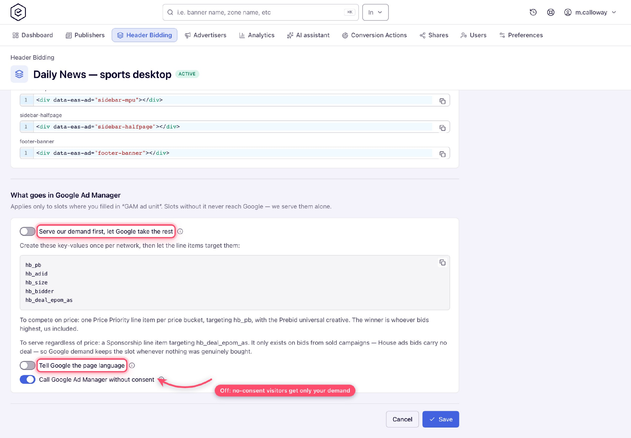 Epom Ad Server key-values for Google Ad Manager and the Sponsorship line item recipe