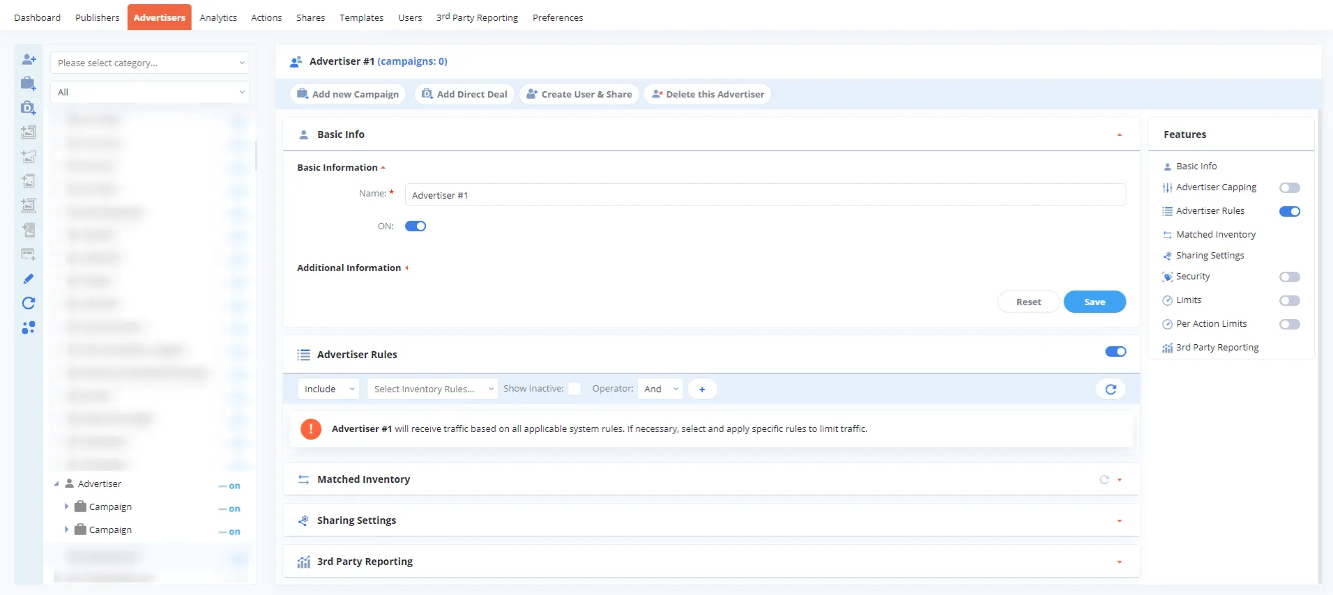 Advertisers in the 3rd-party ad server