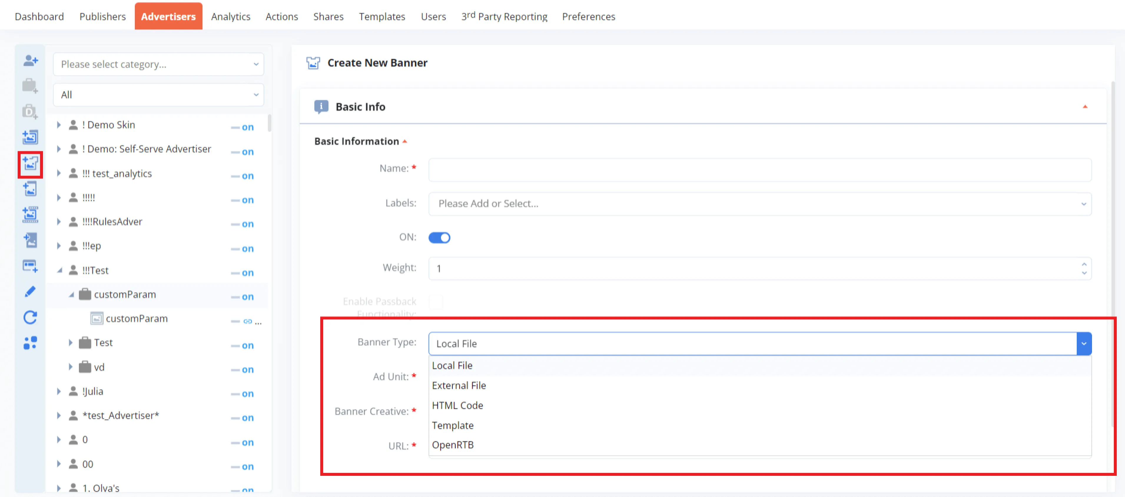 DOOH banner creation in Epom ad server