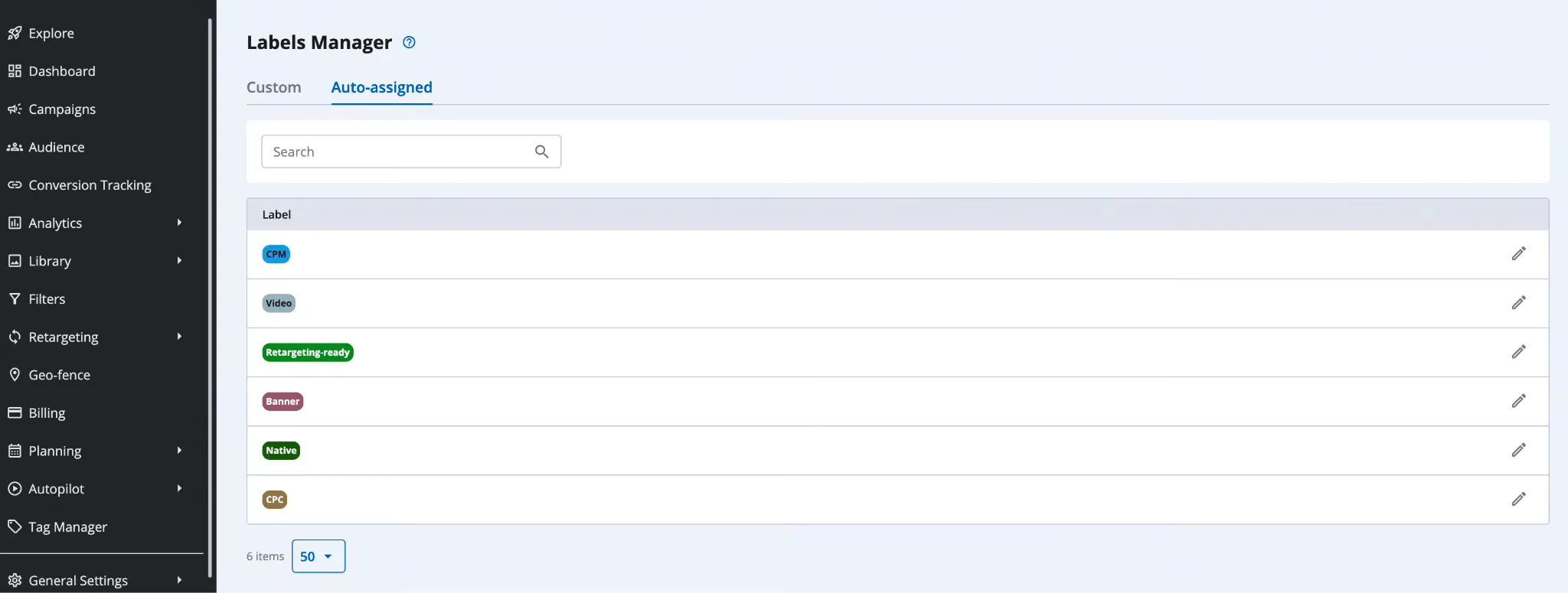 Epom DSP 8.2: Labels Manager showing custom and auto-assigned labels