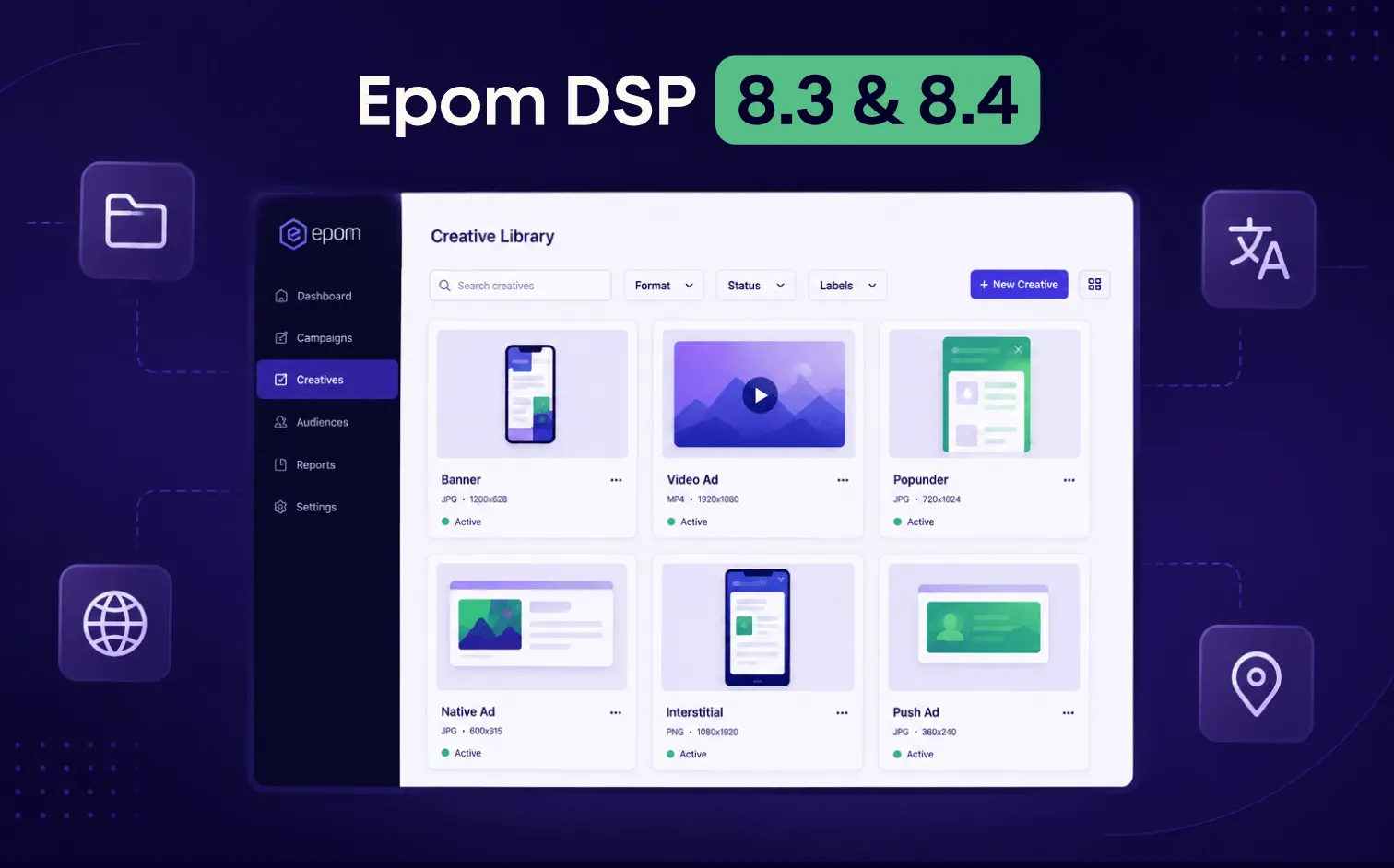 Epom DSP 8.3 &amp; 8.4: New Creative Library and Platform Localization