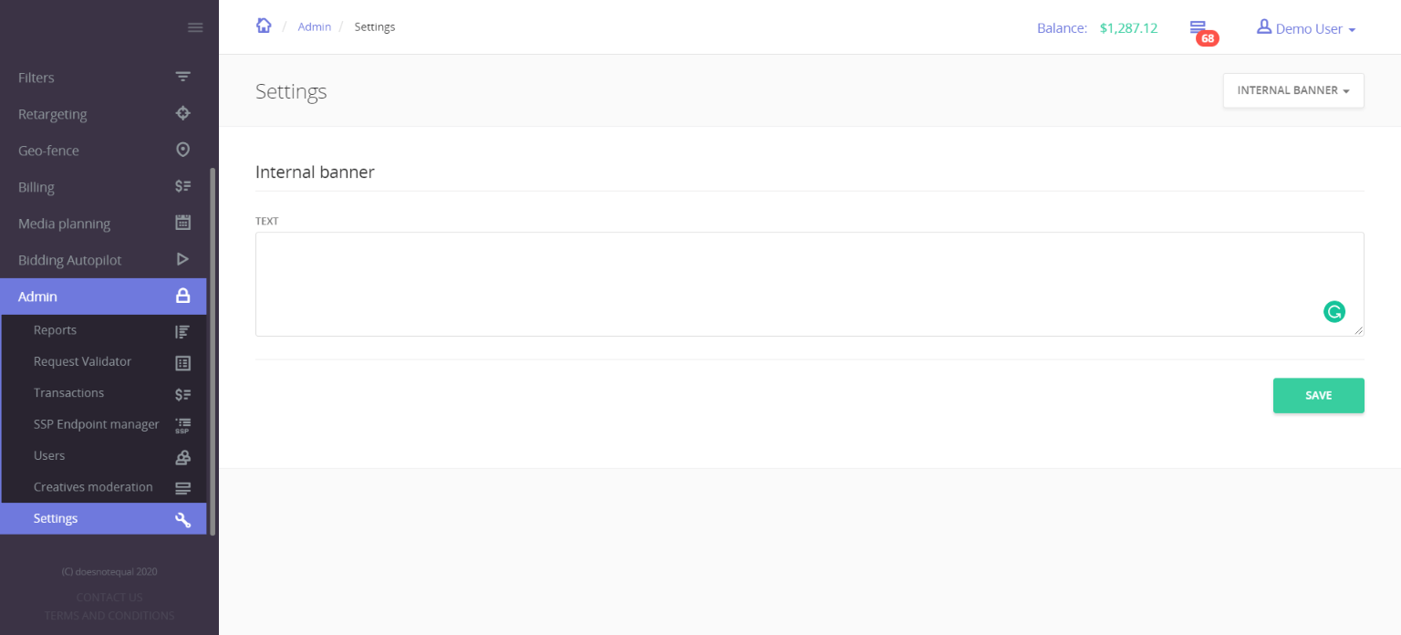 internal banner in Epom DSP 4.10