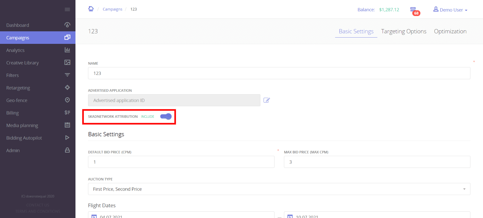 SKAdNetwork attribution in Epom DSP 4.10
