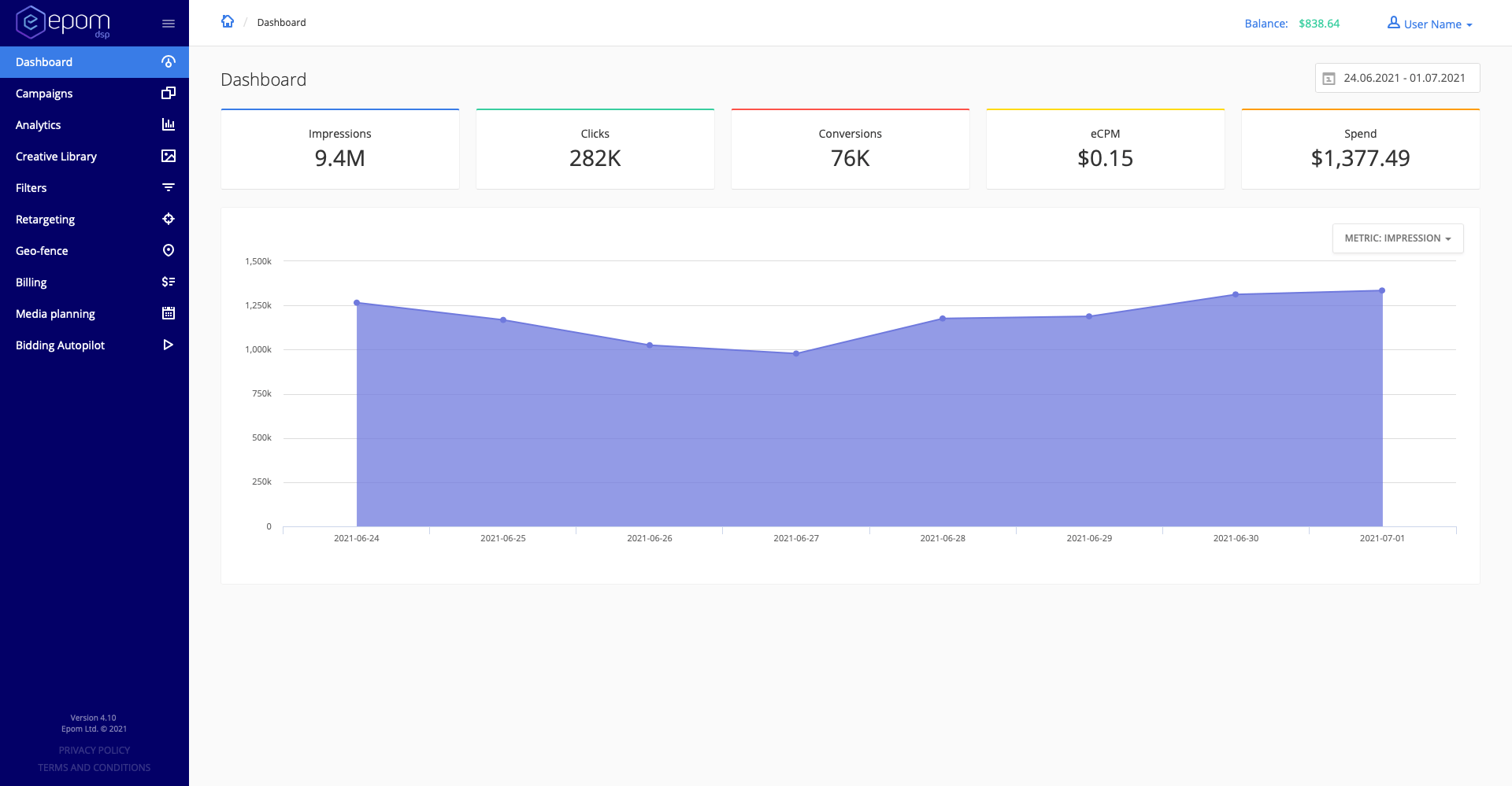 New theme color in Epom Market