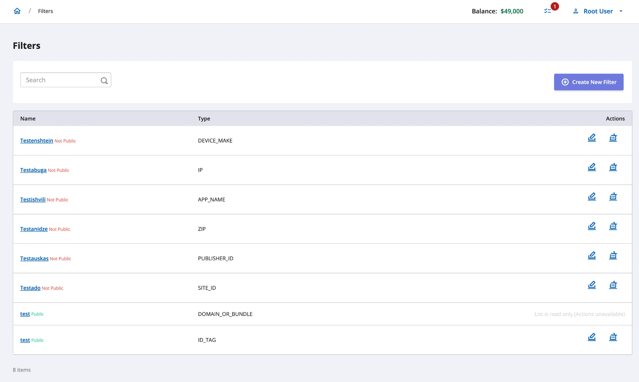 filters settings in dsp