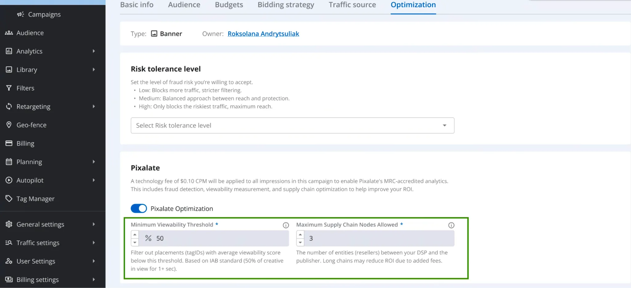 Pixalate post-bid optimization in Epom ad platform